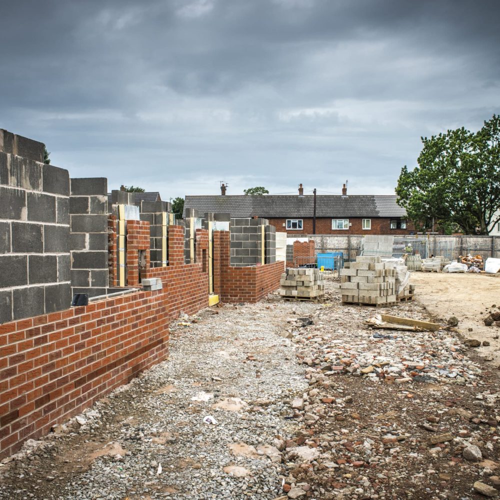 Brick walls on construction site